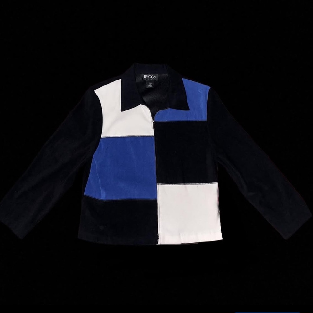 Kids Color Block Jacket - Black, Blue, and White